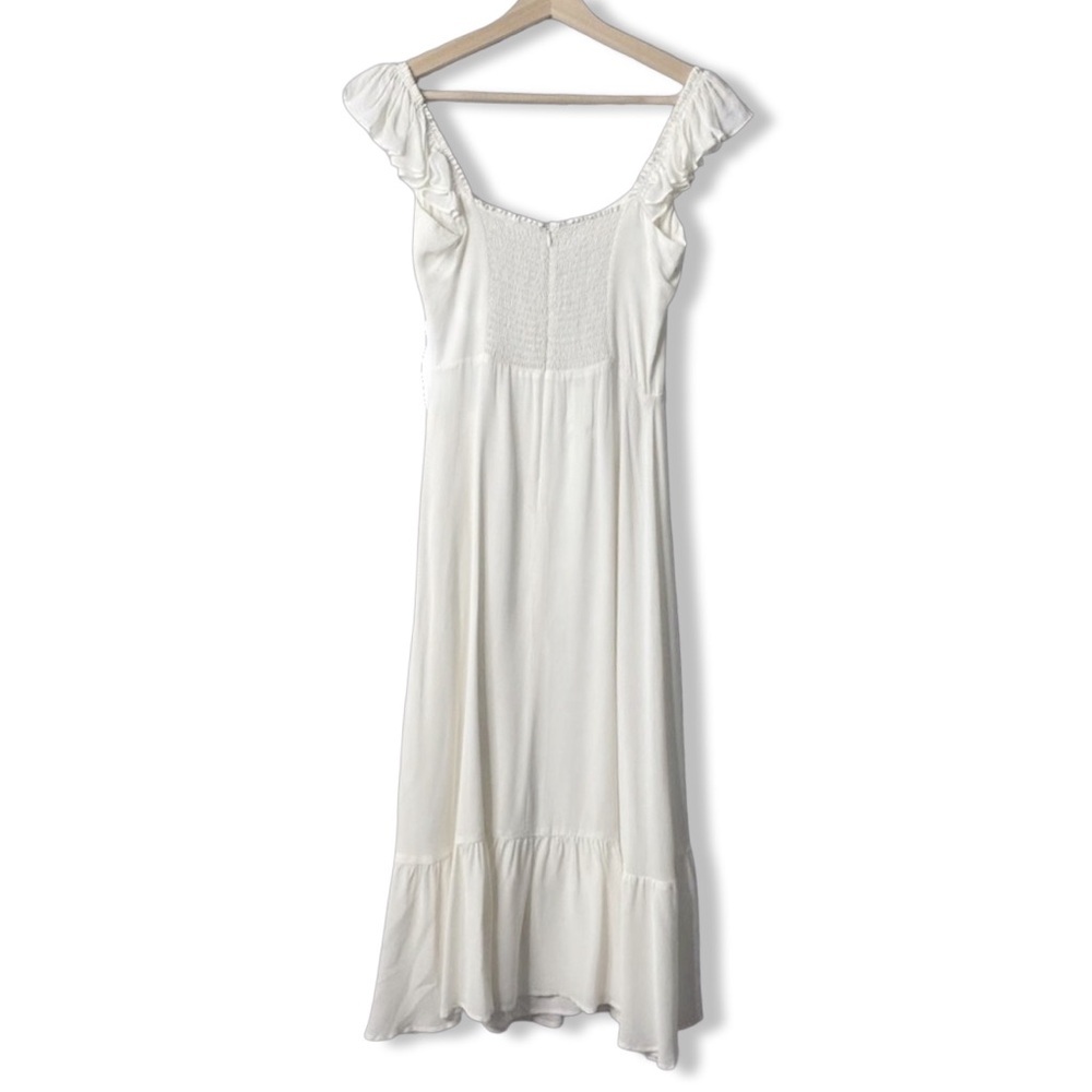 New Reformation Bondi Midi Georgette Side Slit Dress Ivory Size 4 - Picture 10 of 14